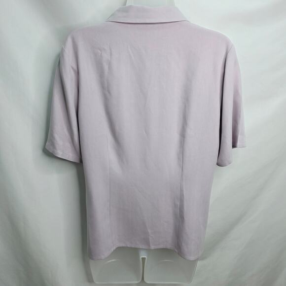 Pendleton Lavender Button Front Short Sleeve Silk Women's Blouse/Top 12 Petite - Picture 10 of 12